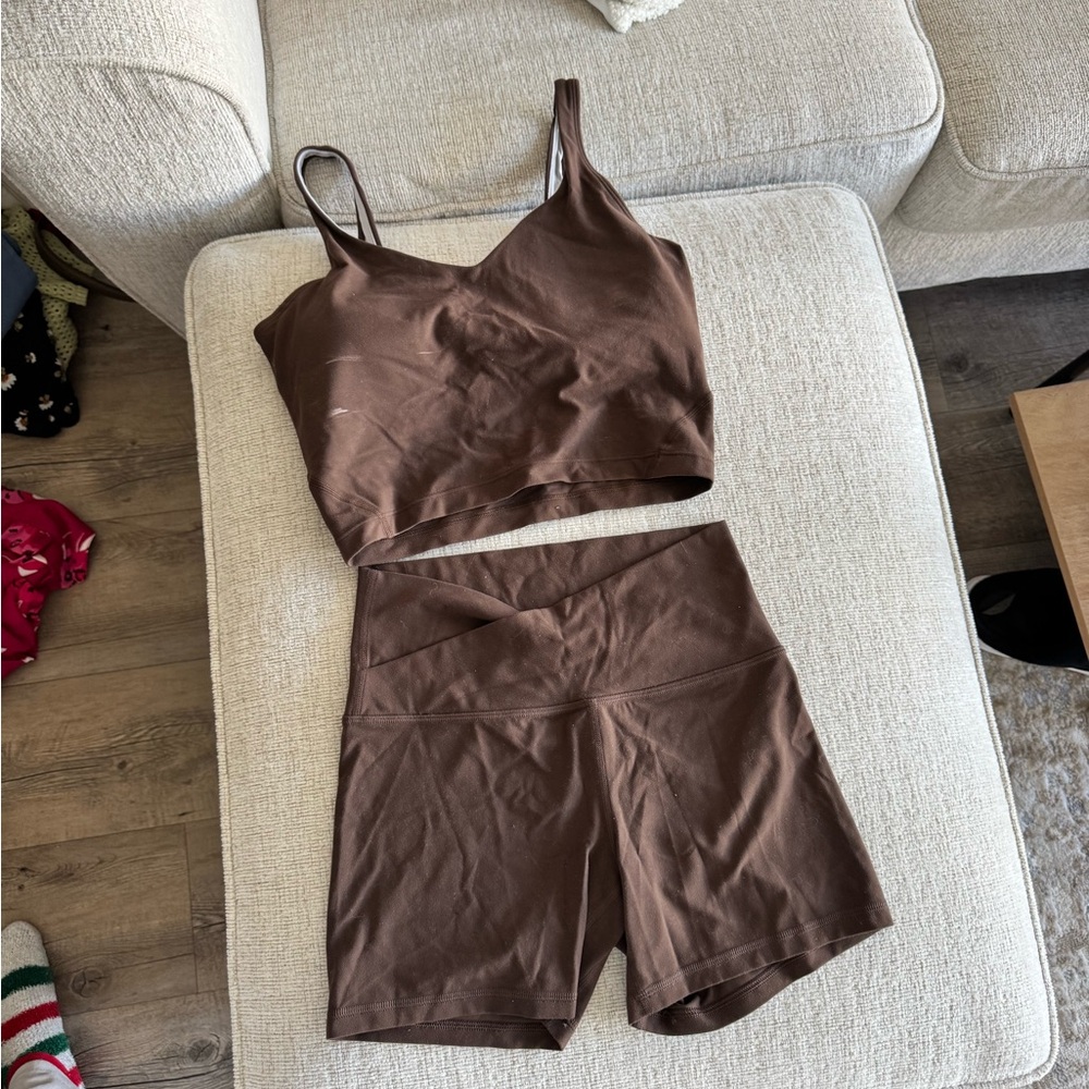 Brown Crop Top and Shorts Set